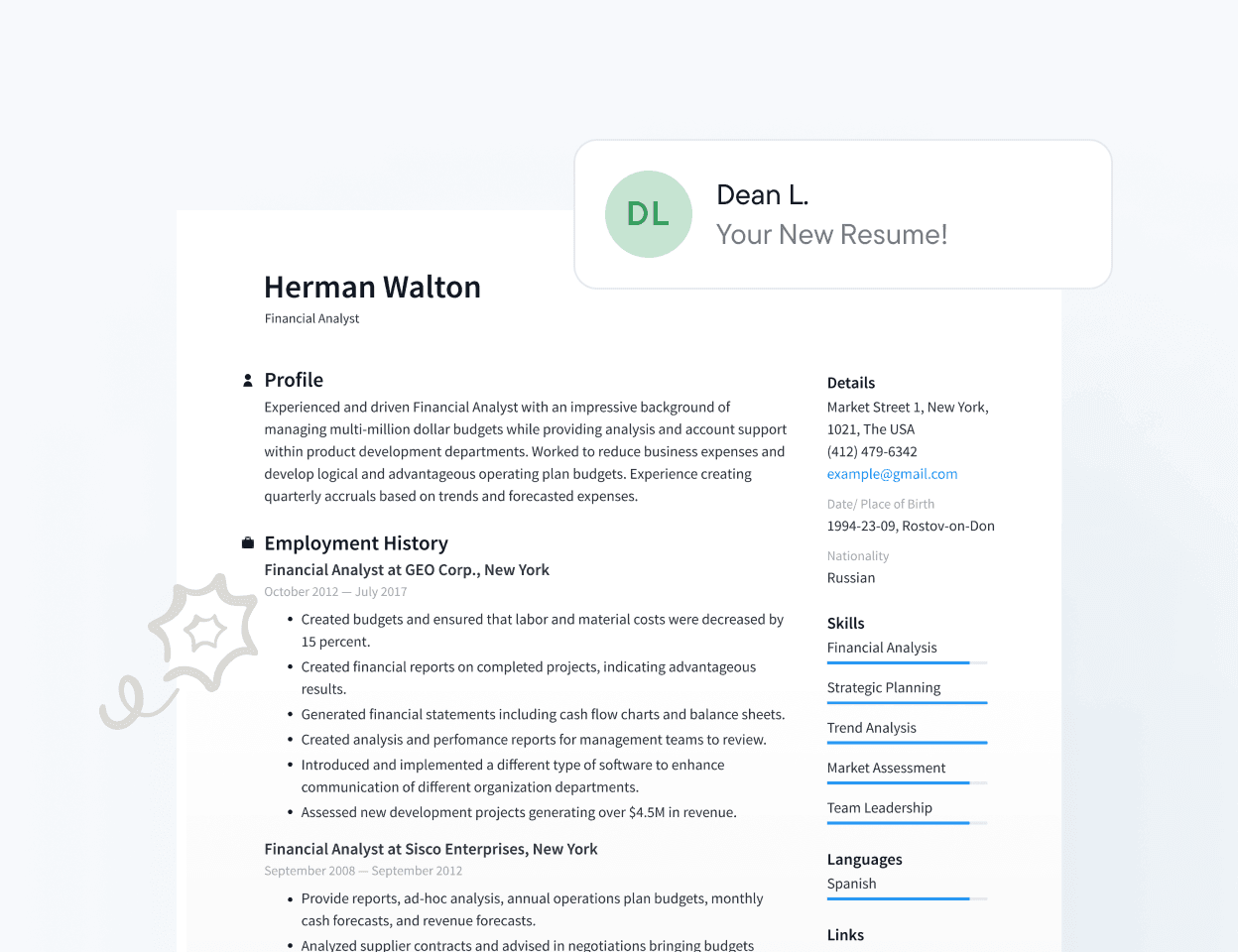 Receive your resume