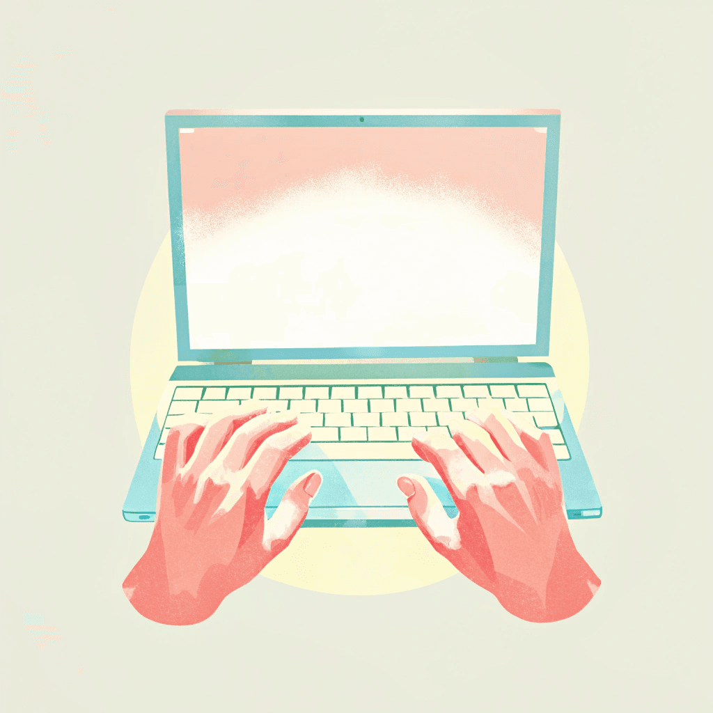 hands typing on a laptop