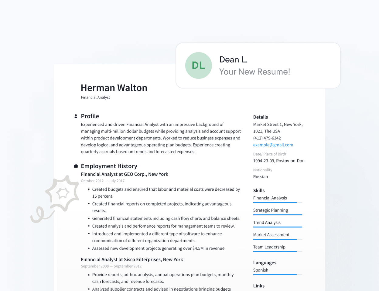 Receive your resume